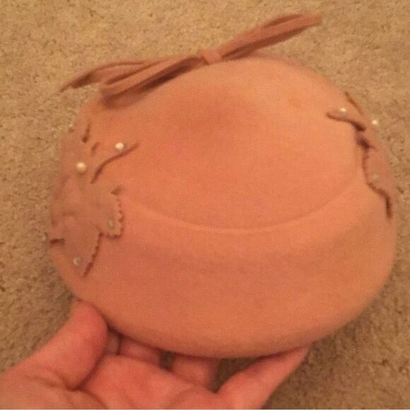 Vintage Terry Sales Wool Elegant Blush Pink Beret Hat - Picture 2 of 6